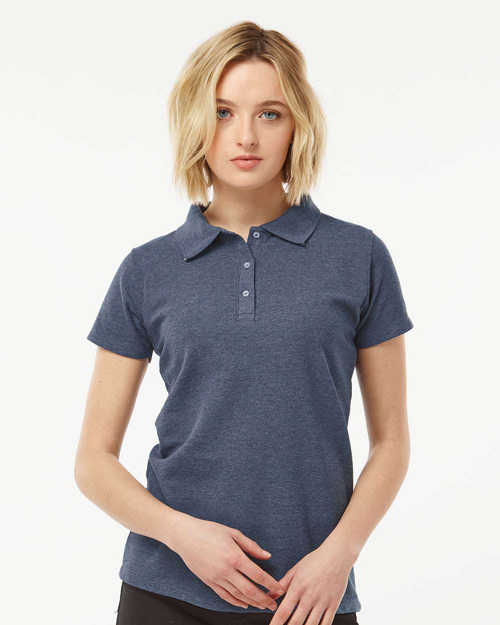 Women's 50/50 Sport Pique Polo - OnModelFront - B10659653 - Heather Navy