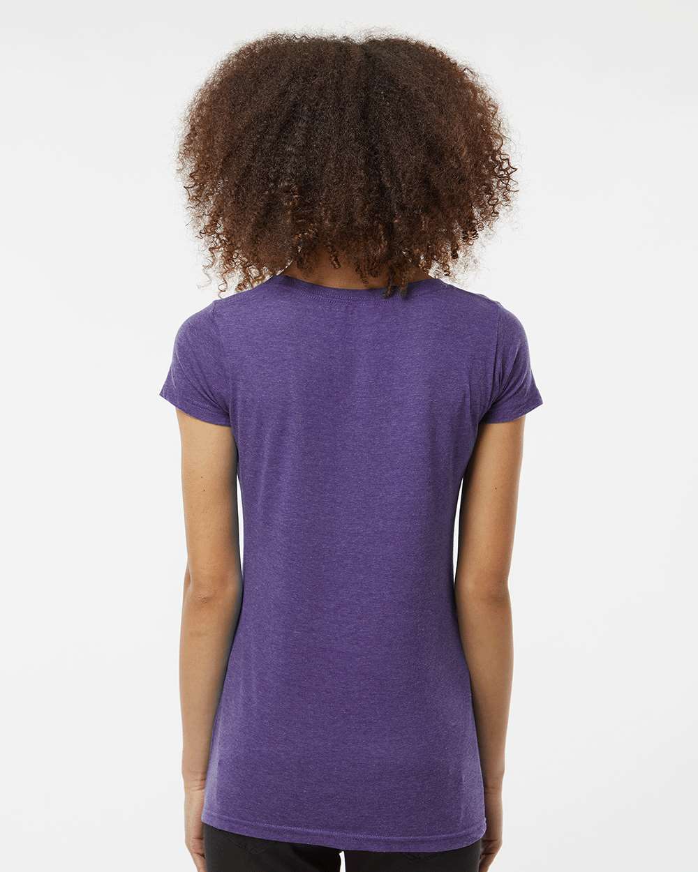 Women's Poly-Rich Scoop Neck T-Shirt - OnModelBack - B30159672 - Heather Purple