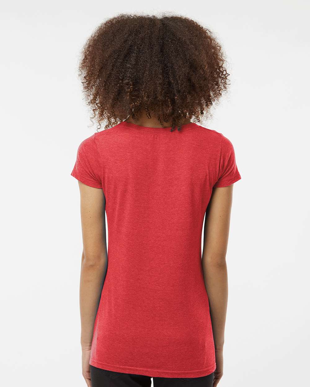 Women's Poly-Rich Scoop Neck T-Shirt - OnModelBack - B30159702 - Heather Red
