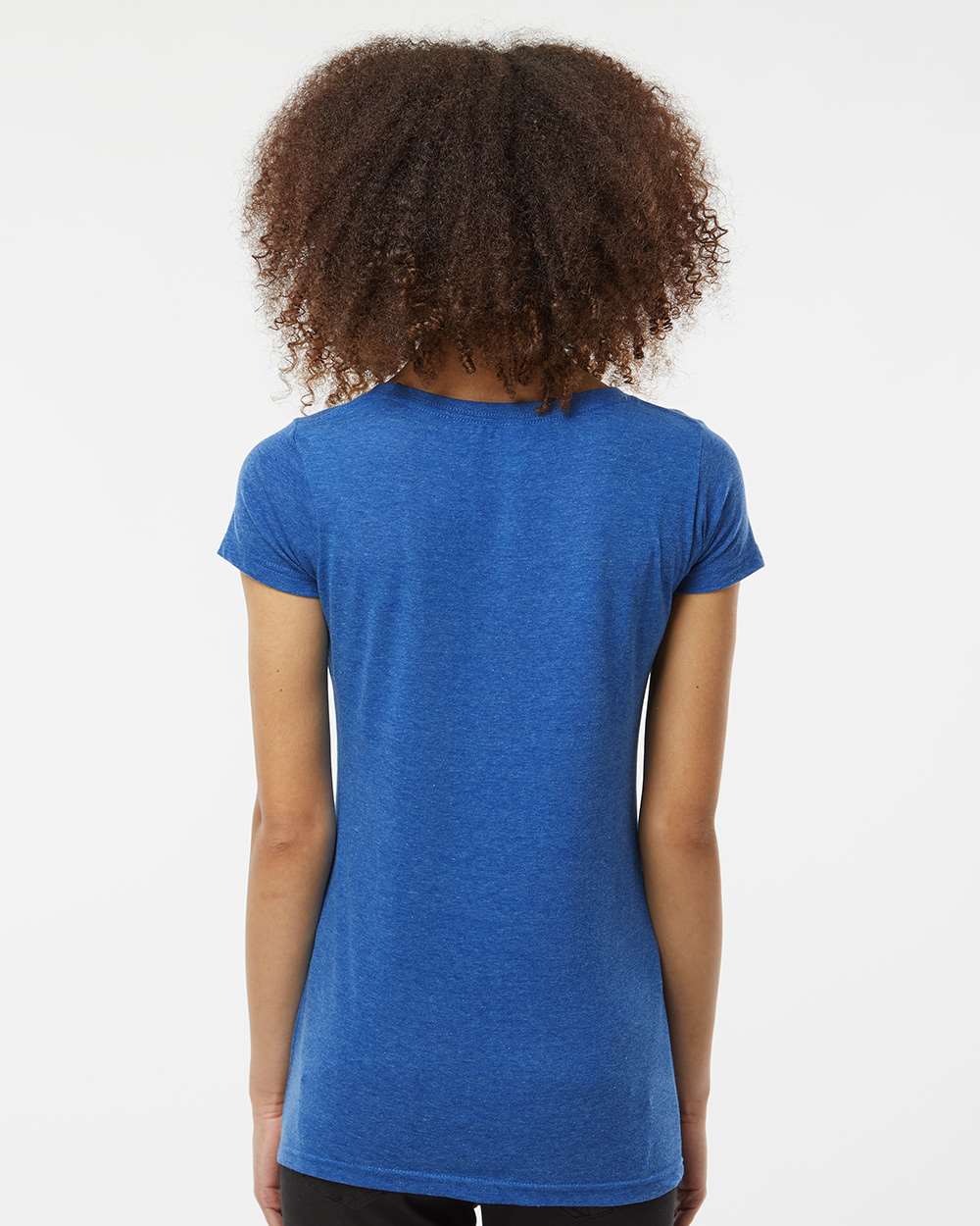 Women's Poly-Rich Scoop Neck T-Shirt - OnModelBack - B30159752 - Heather Royal