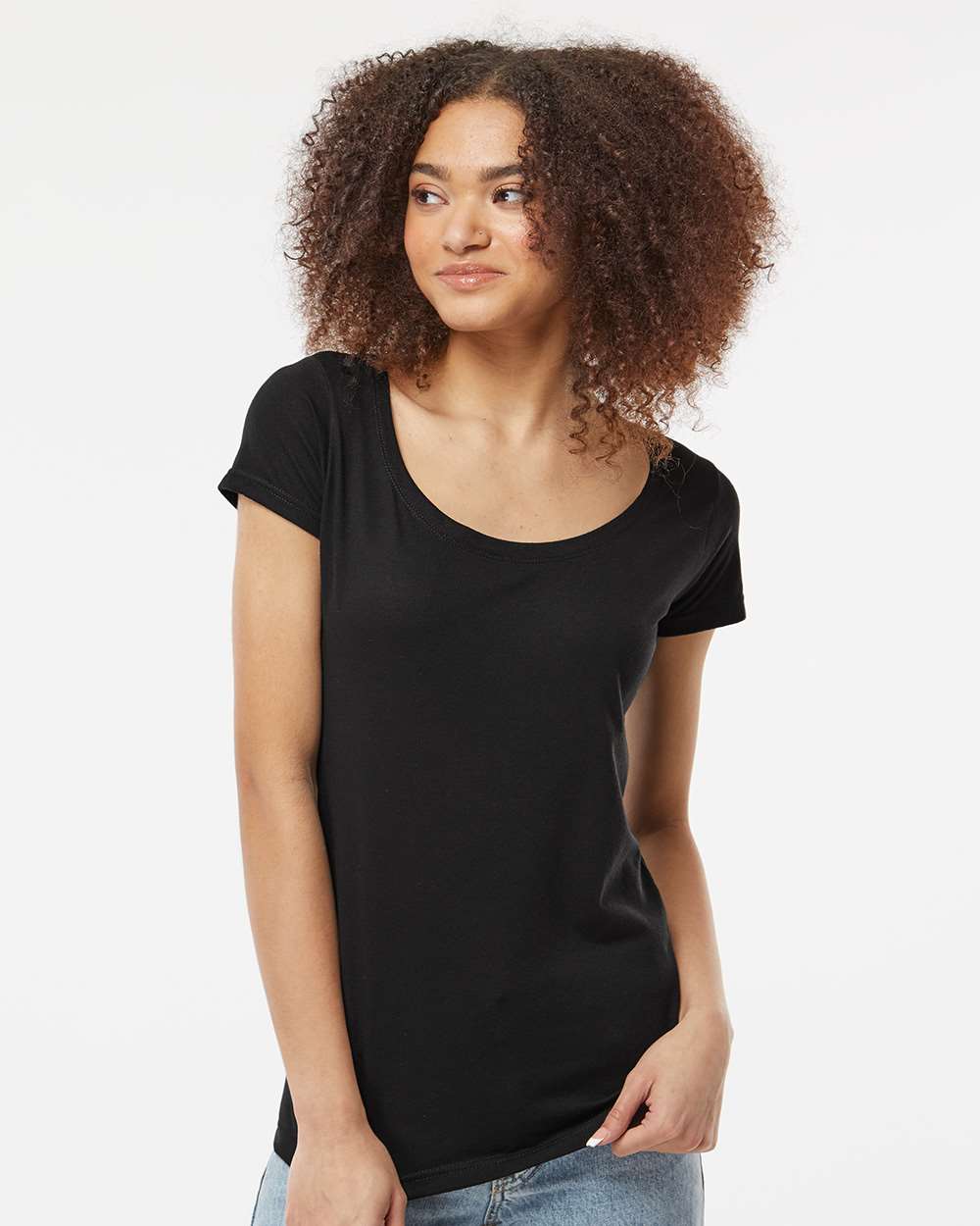 Women's Poly-Rich Scoop Neck T-Shirt - OnModelFront - B30159502 - Black