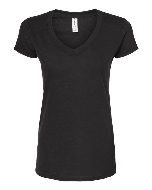 Women's Poly-Rich V-Neck T-Shirt - Front - B30259502 - Black