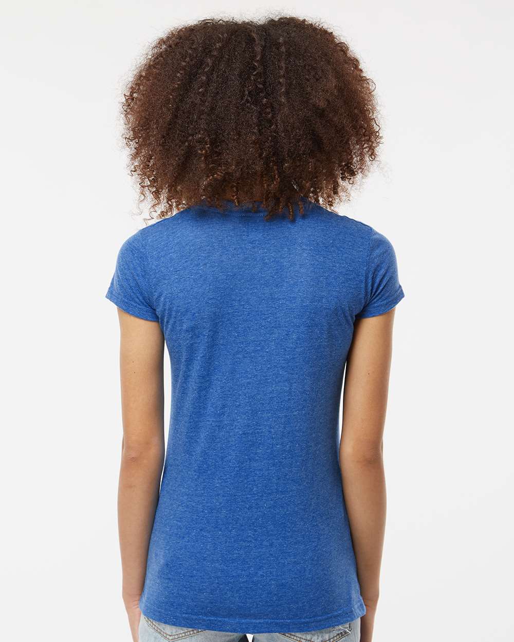 Women's Poly-Rich V-Neck T-Shirt - OnModelBack - B30259752 - Heather Royal