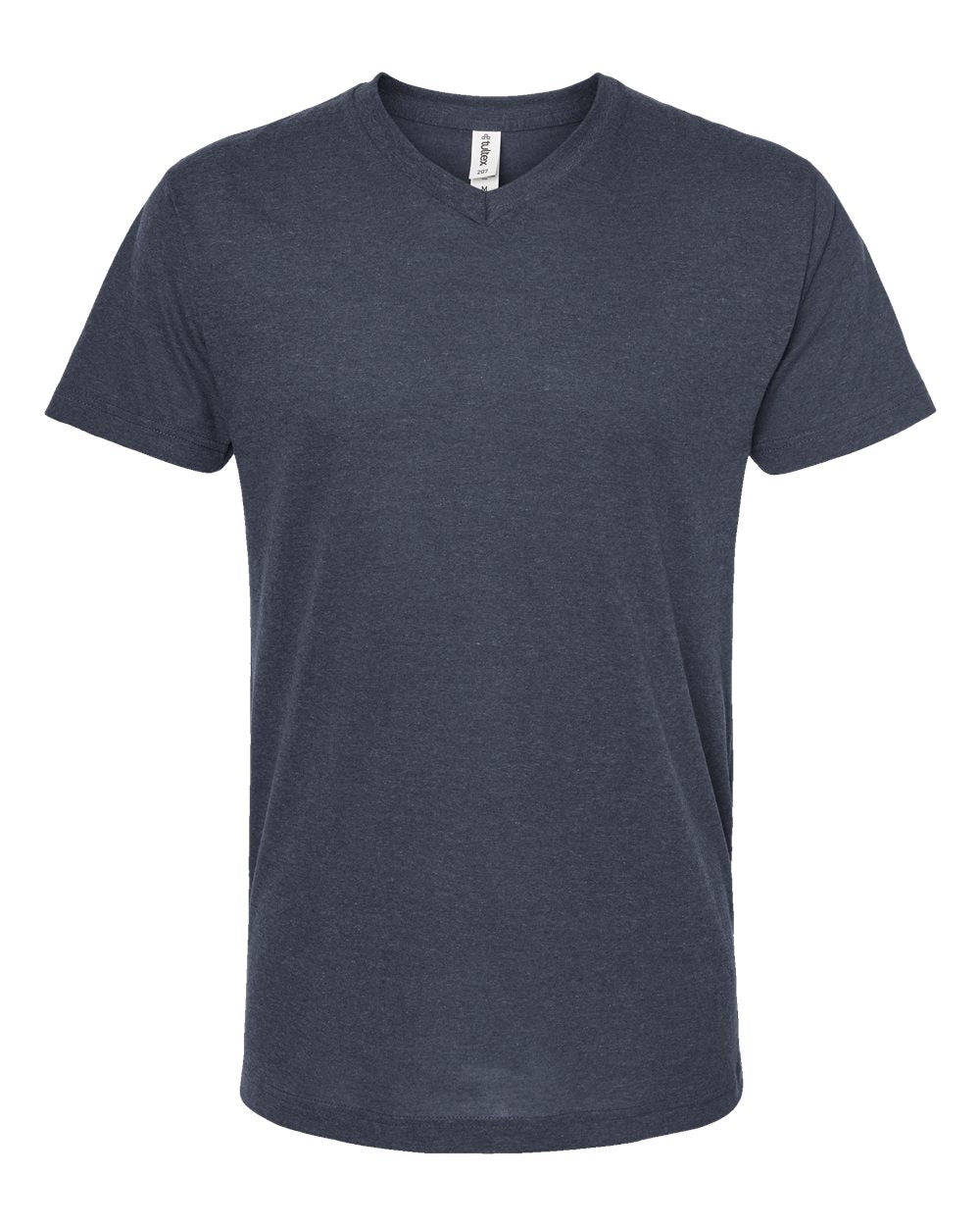 Men's Poly-Rich V-Neck T-Shirt - Front - B20059652 - Heather Navy