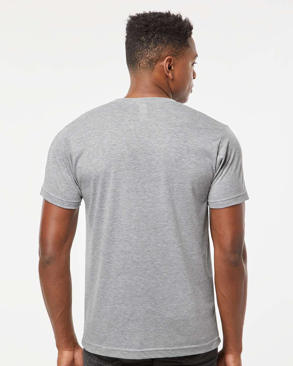 Men's Poly-Rich V-Neck T-Shirt - OnModelBack - B20059092 - Heather Grey