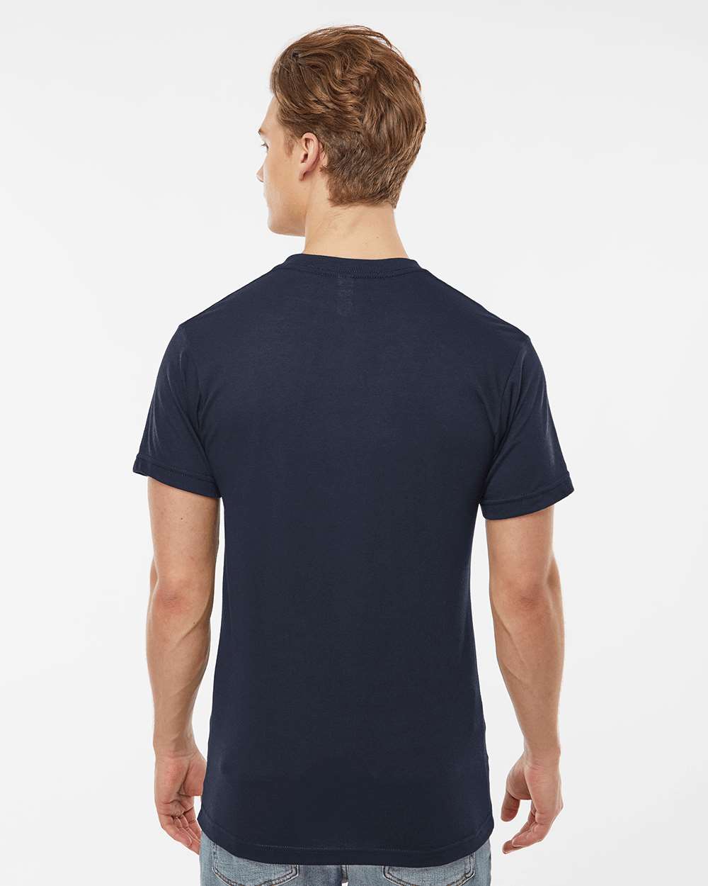 Men's Poly-Rich V-Neck T-Shirt - OnModelBack - B20059122 - Navy