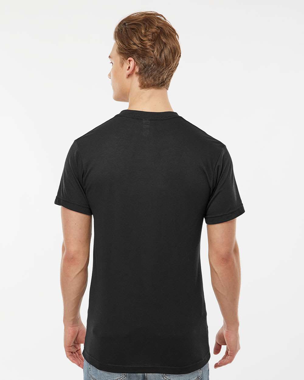 Men's Poly-Rich V-Neck T-Shirt - OnModelBack - B20059502 - Black
