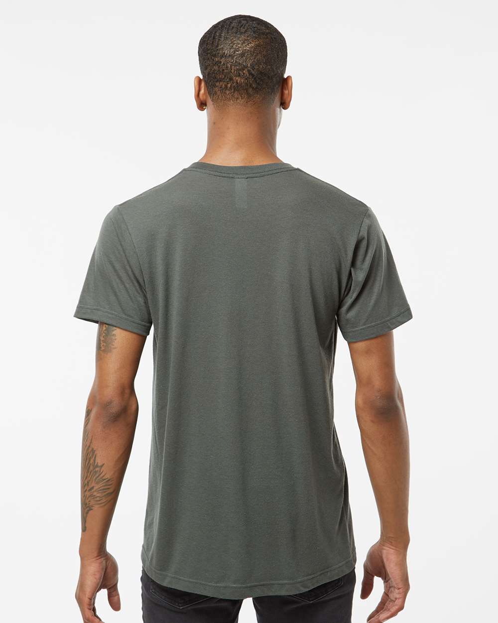 Men's Poly-Rich V-Neck T-Shirt - OnModelBack - B20059592 - Charcoal