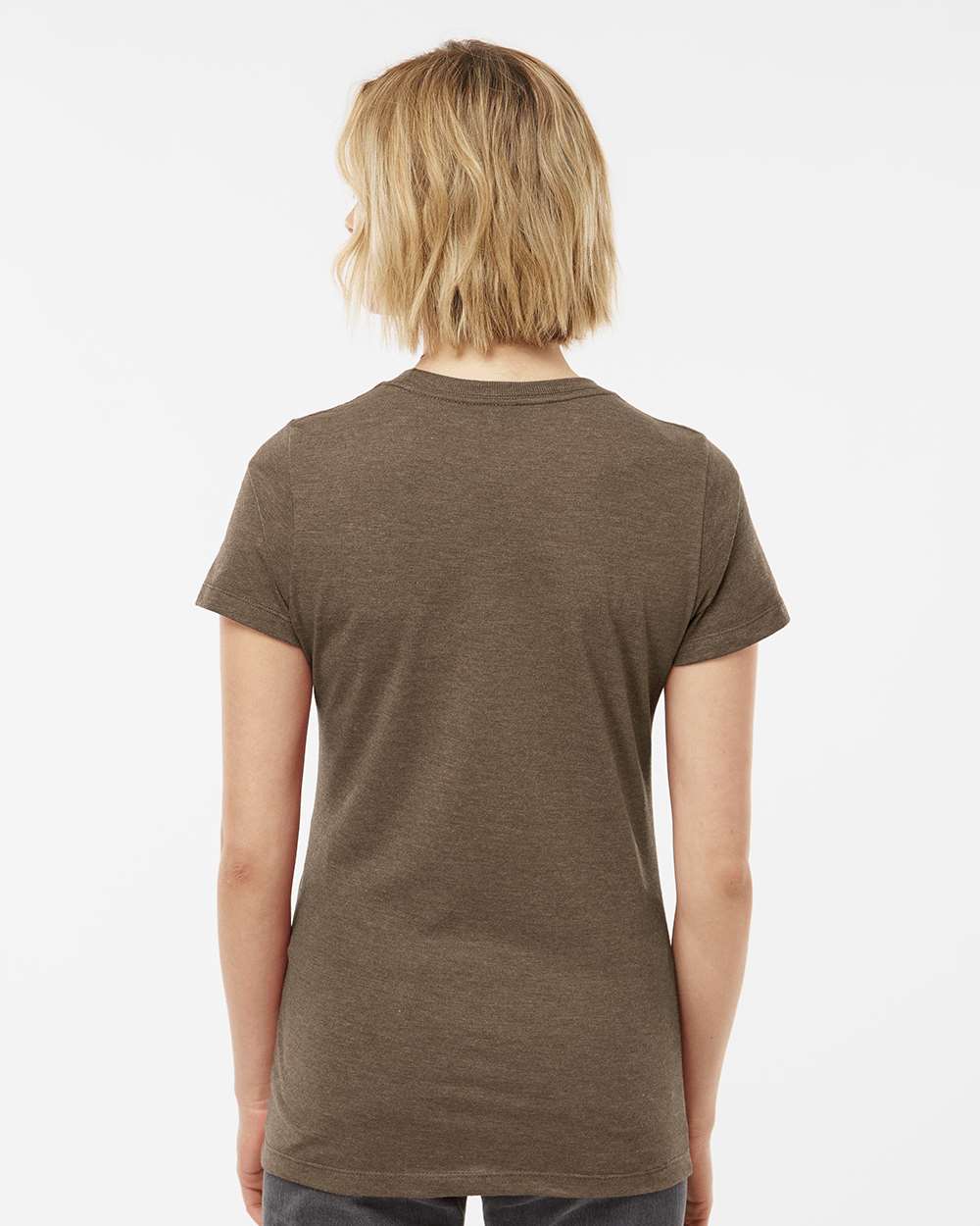 Women's Premium Cotton Blend T-Shirt - OnModelBack - B11159602 - Brown Heather