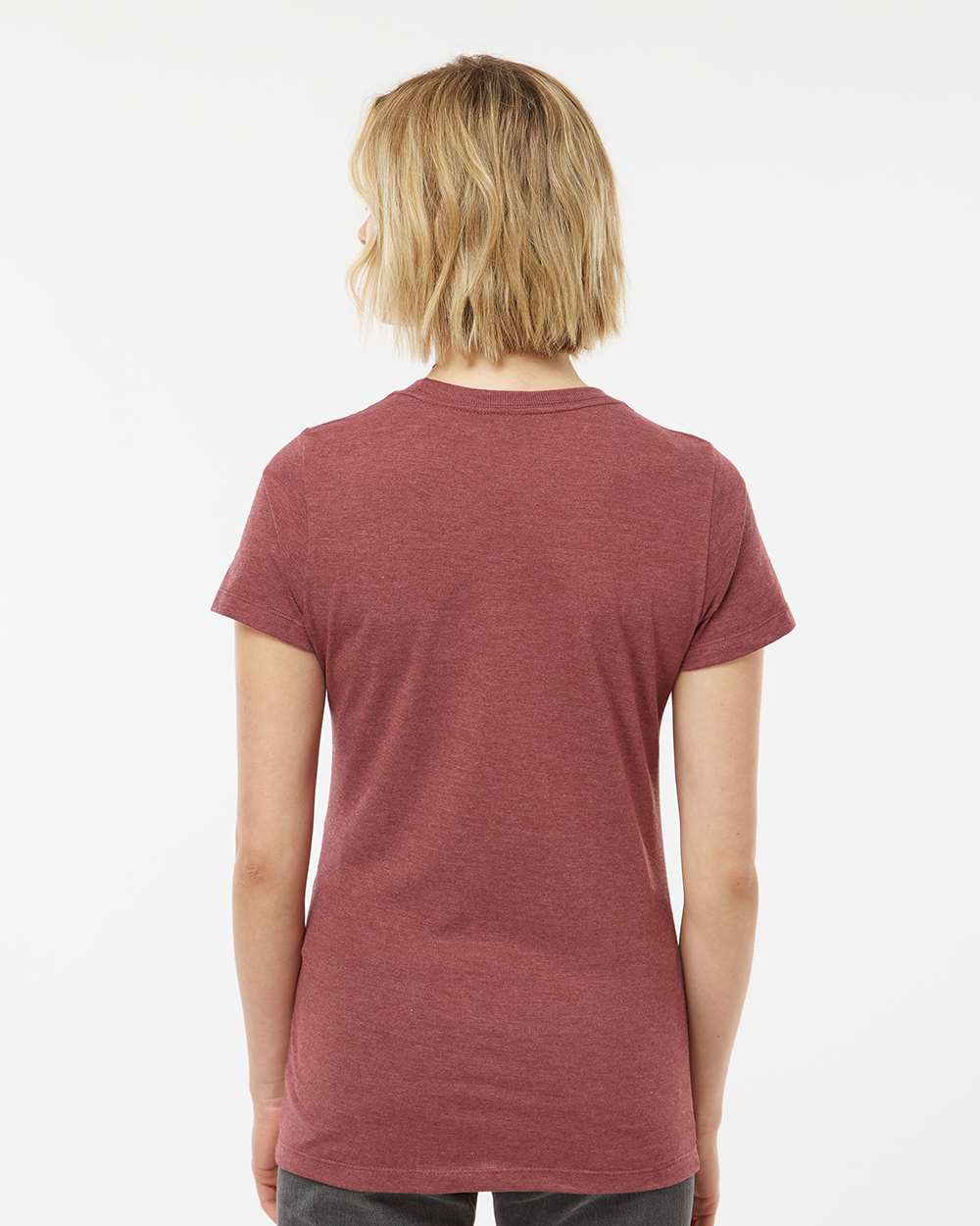 Women's Premium Cotton Blend T-Shirt - OnModelBack - B11159702 - Burgundy Heather