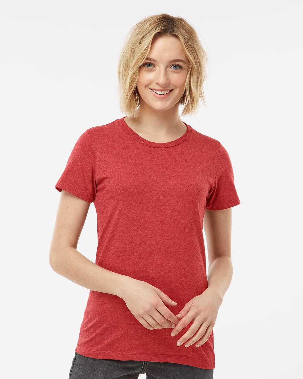 Women's Premium Cotton Blend T-Shirt - OnModelFront - B11159102 - Red Heather