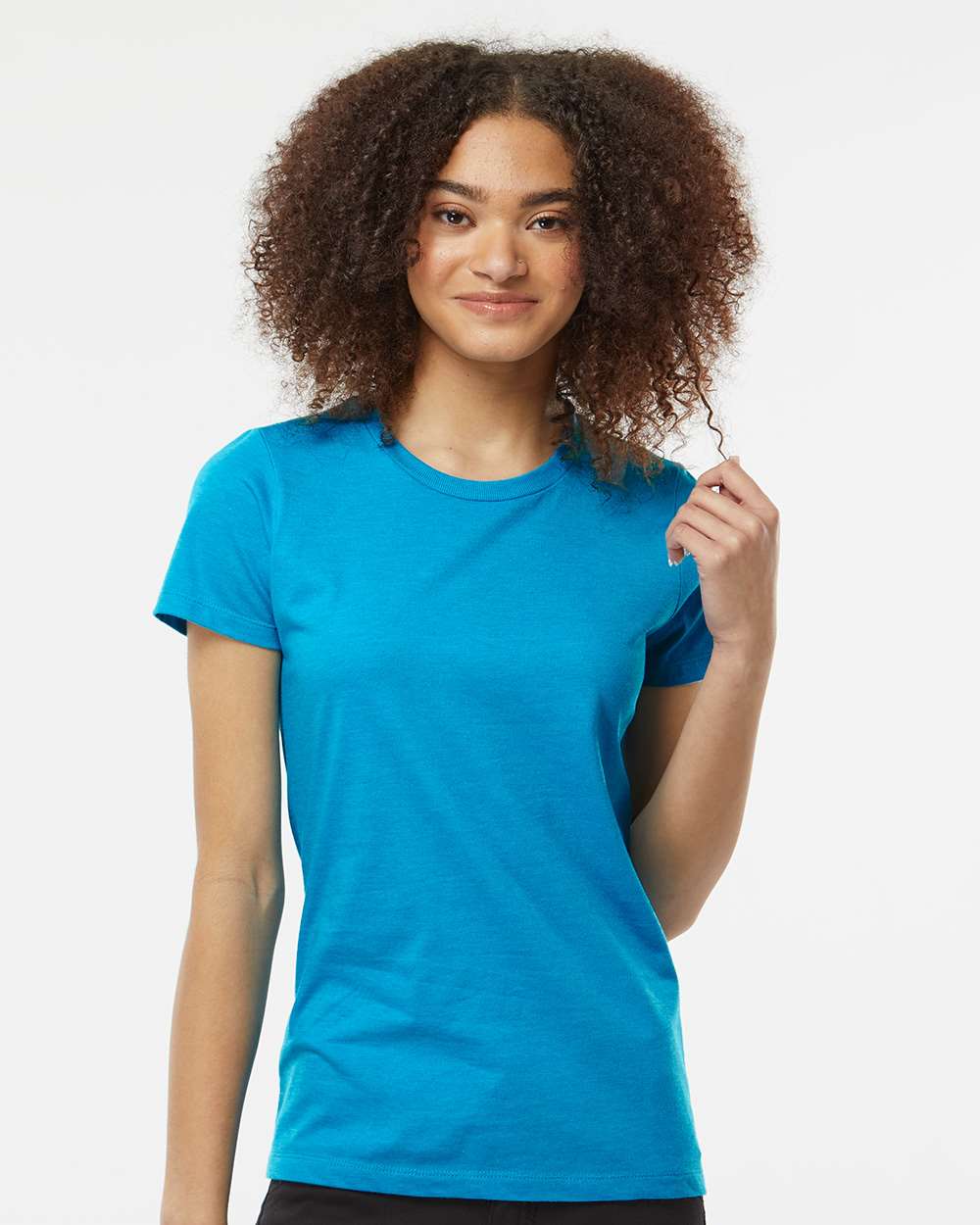 Women's Premium Cotton Blend T-Shirt - OnModelFront - B11159192 - Turquoise Heather