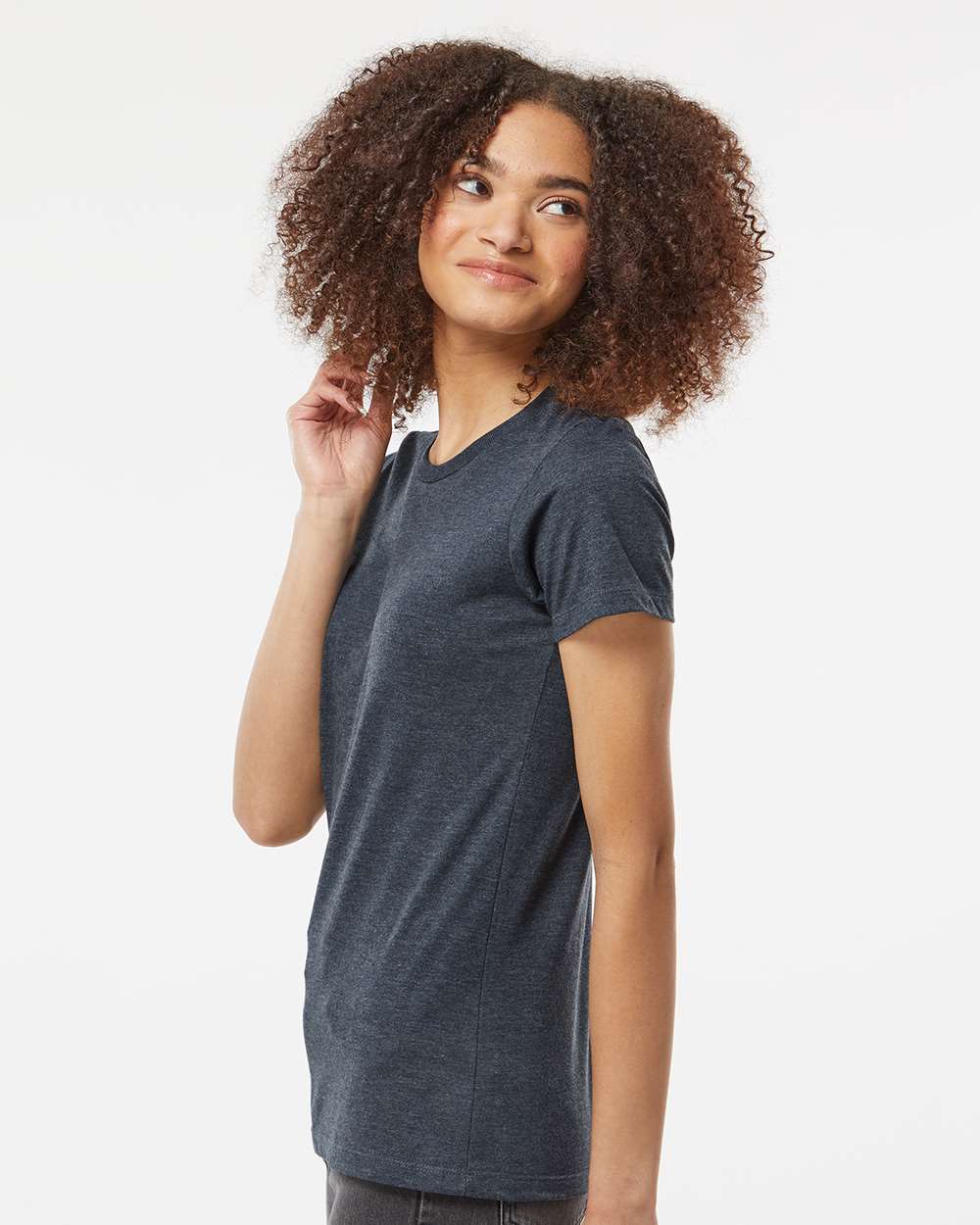Women's Premium Cotton Blend T-Shirt - OnModelSide - B11159652 - Navy Heather