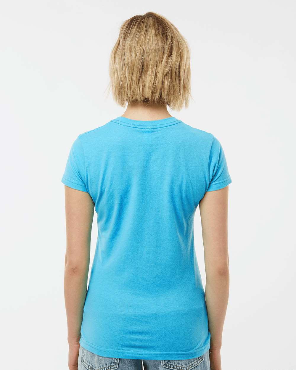 Women's Fine Jersey Slim Fit T-Shirt - OnModelBack - B20159042 - Aqua