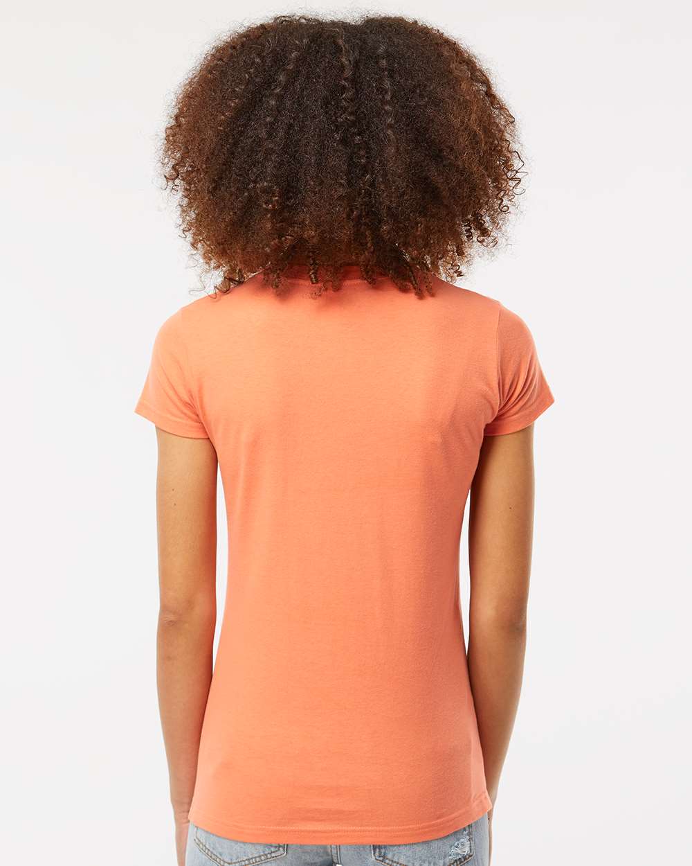 Women's Fine Jersey Slim Fit T-Shirt - OnModelBack - B20159272 - Coral