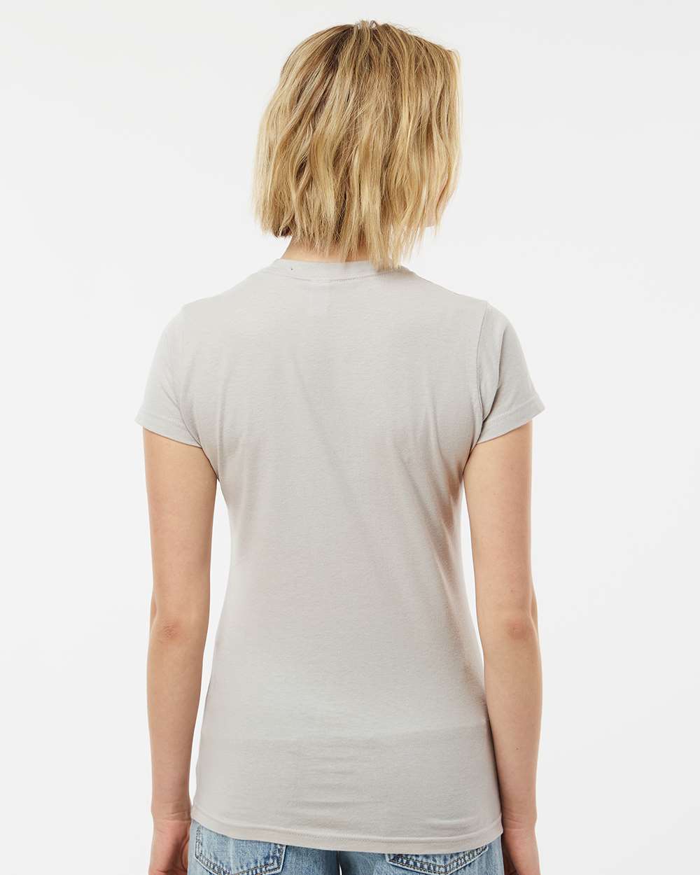 Women's Fine Jersey Slim Fit T-Shirt - OnModelBack - B20159352 - Silver