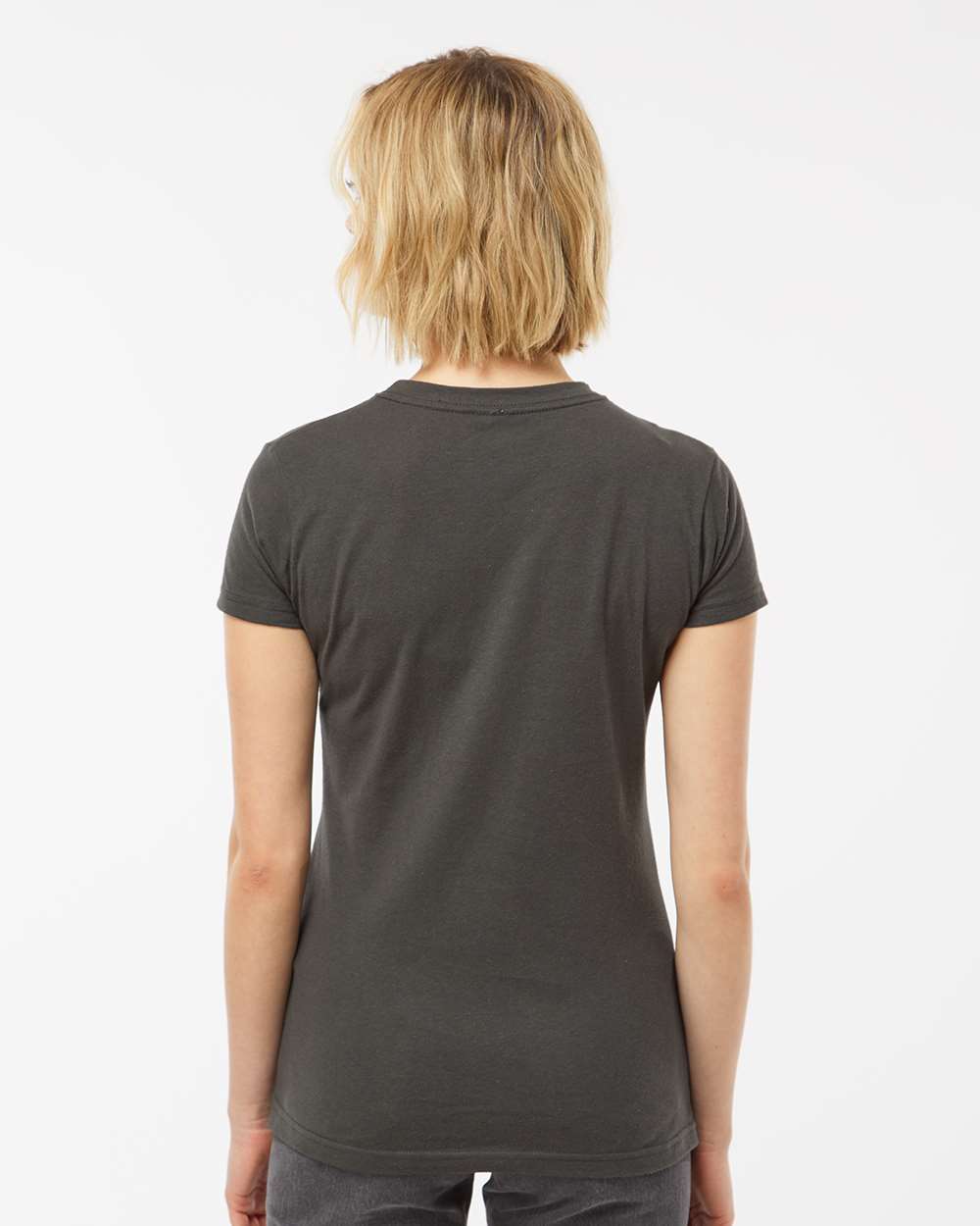 Women's Fine Jersey Slim Fit T-Shirt - OnModelBack - B20159592 - Charcoal