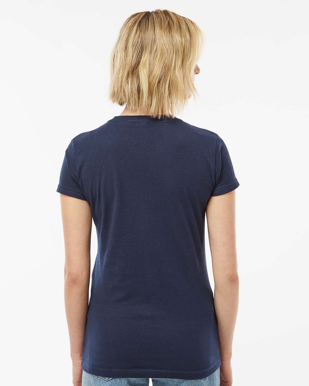 Women's Fine Jersey Slim Fit T-Shirt - OnModelBack - B20159652 - Navy