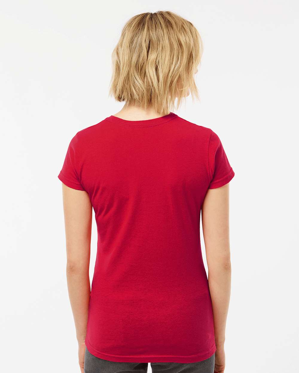 Women's Fine Jersey Slim Fit T-Shirt - OnModelBack - B20159702 - Red