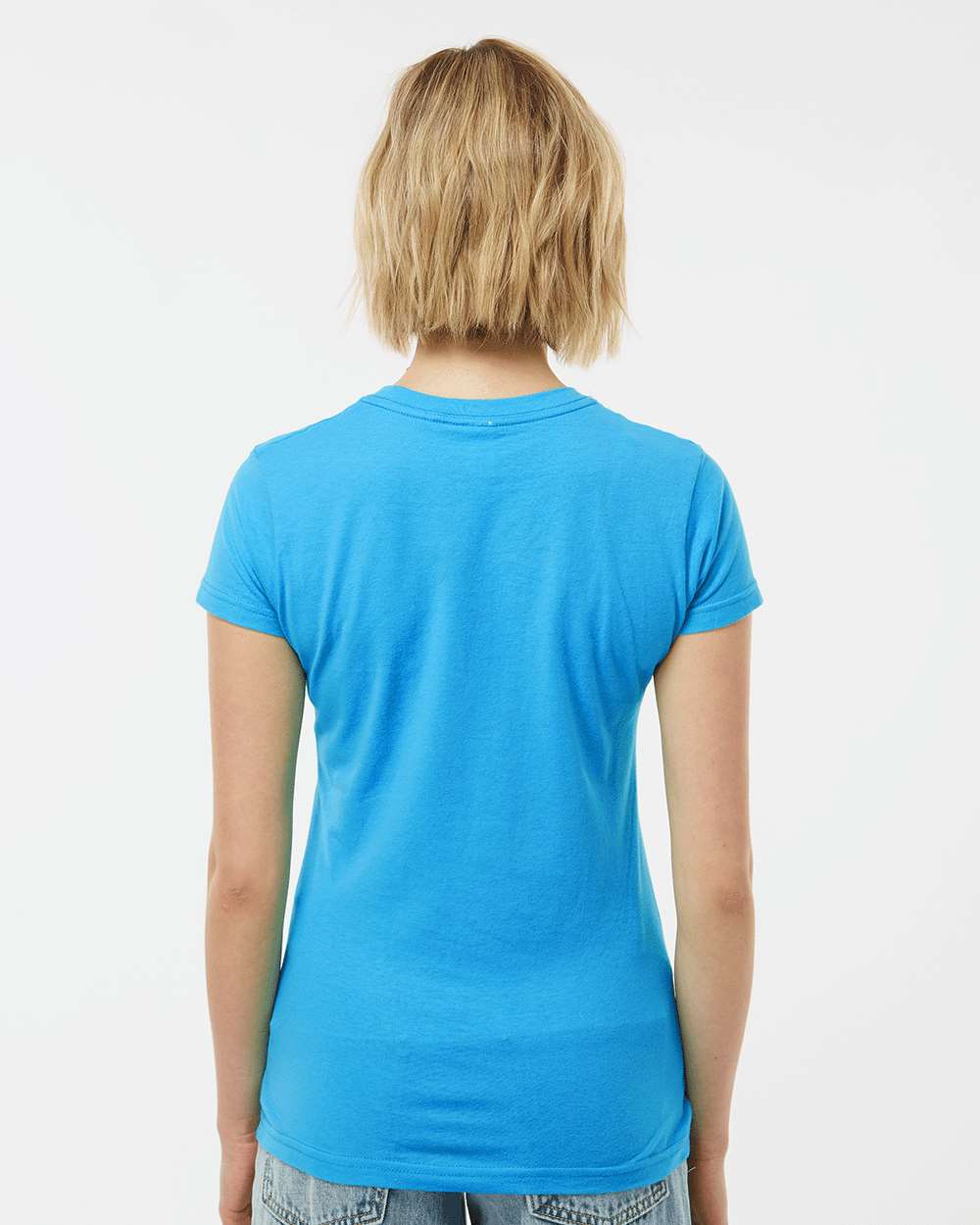 Women's Fine Jersey Slim Fit T-Shirt - OnModelBack - B20159782 - Turquoise