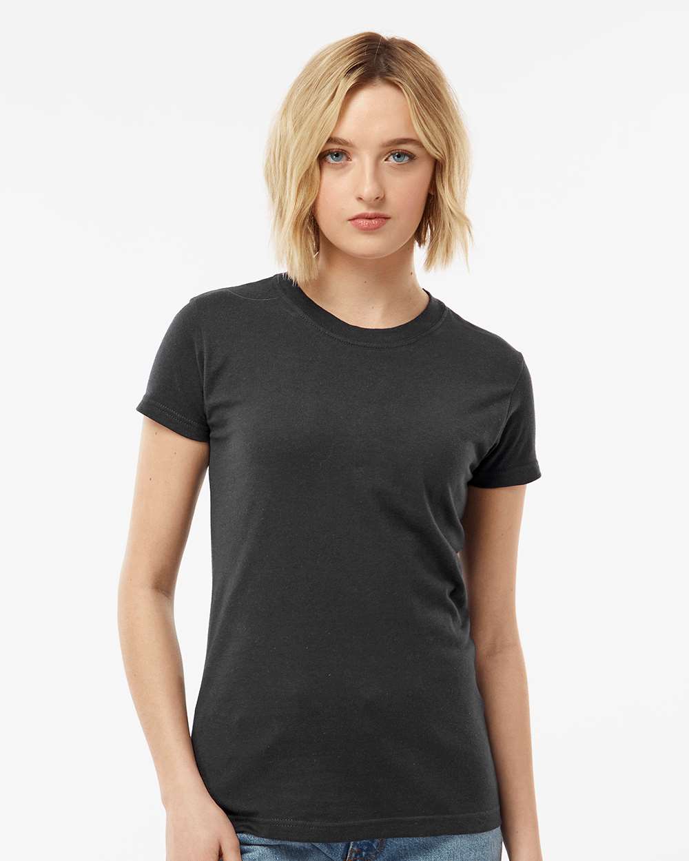 Women's Fine Jersey Slim Fit T-Shirt - OnModelFront - B20159092 - Coal