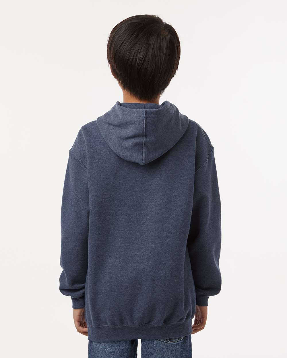 Youth Hooded Sweatshirt - OnModelBack - B40259662 - Heather Denim