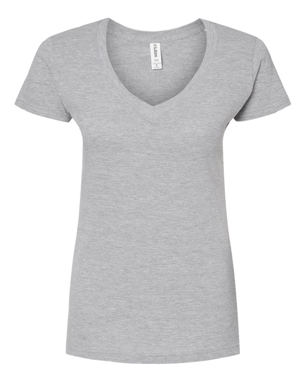 Women's Fine Jersey V-Neck T-Shirt - Front - B20259092 - Heather Grey