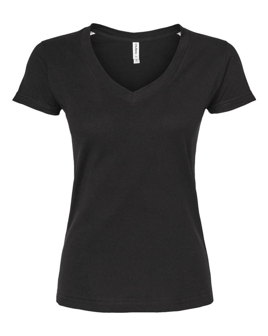 Women's Fine Jersey V-Neck T-Shirt - Front - B20259502 - Black