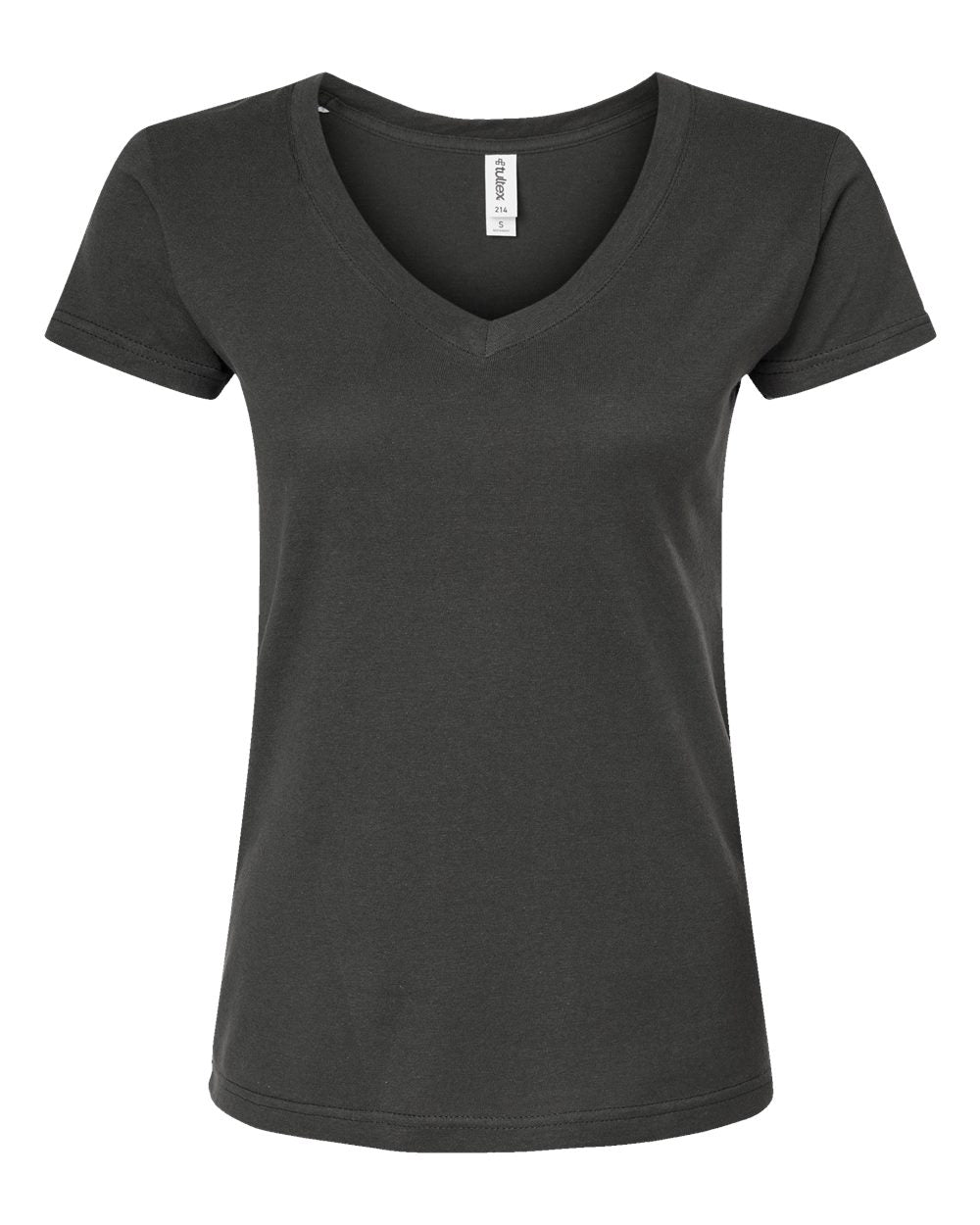 Women's Fine Jersey V-Neck T-Shirt - Front - B20259592 - Charcoal