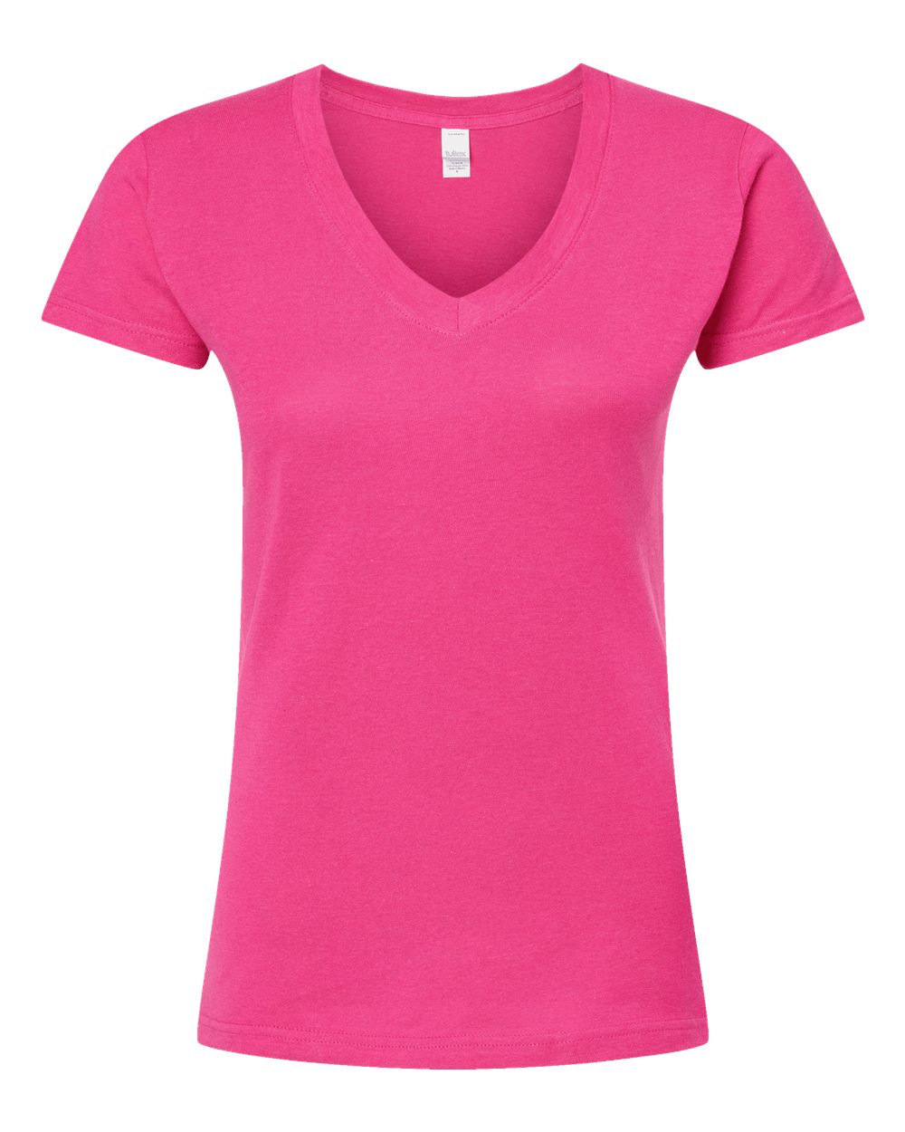 Women's Fine Jersey V-Neck T-Shirt - Front - B20259692 - Fuchsia