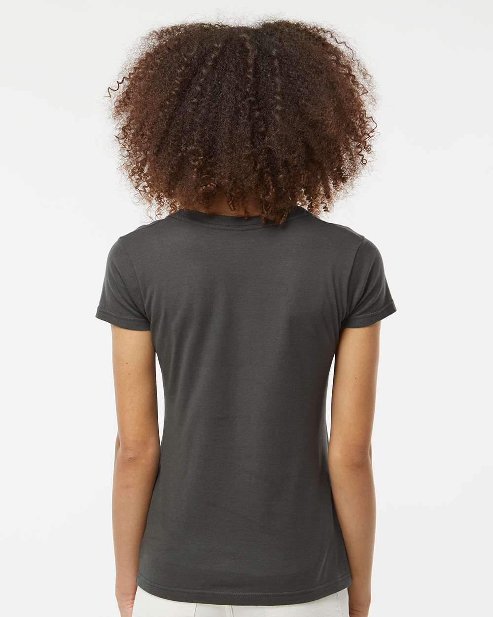 Women's Fine Jersey V-Neck T-Shirt - OnModelBack - B20259592 - Charcoal