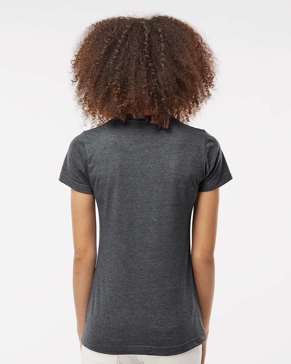 Women's Fine Jersey Classic Fit T-Shirt - OnModelBack - B20359093 - Heather Charcoal