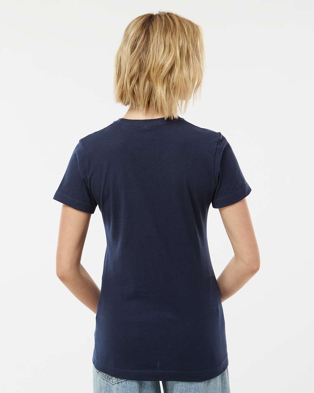 Women's Fine Jersey Classic Fit T-Shirt - OnModelBack - B20359653 - Navy
