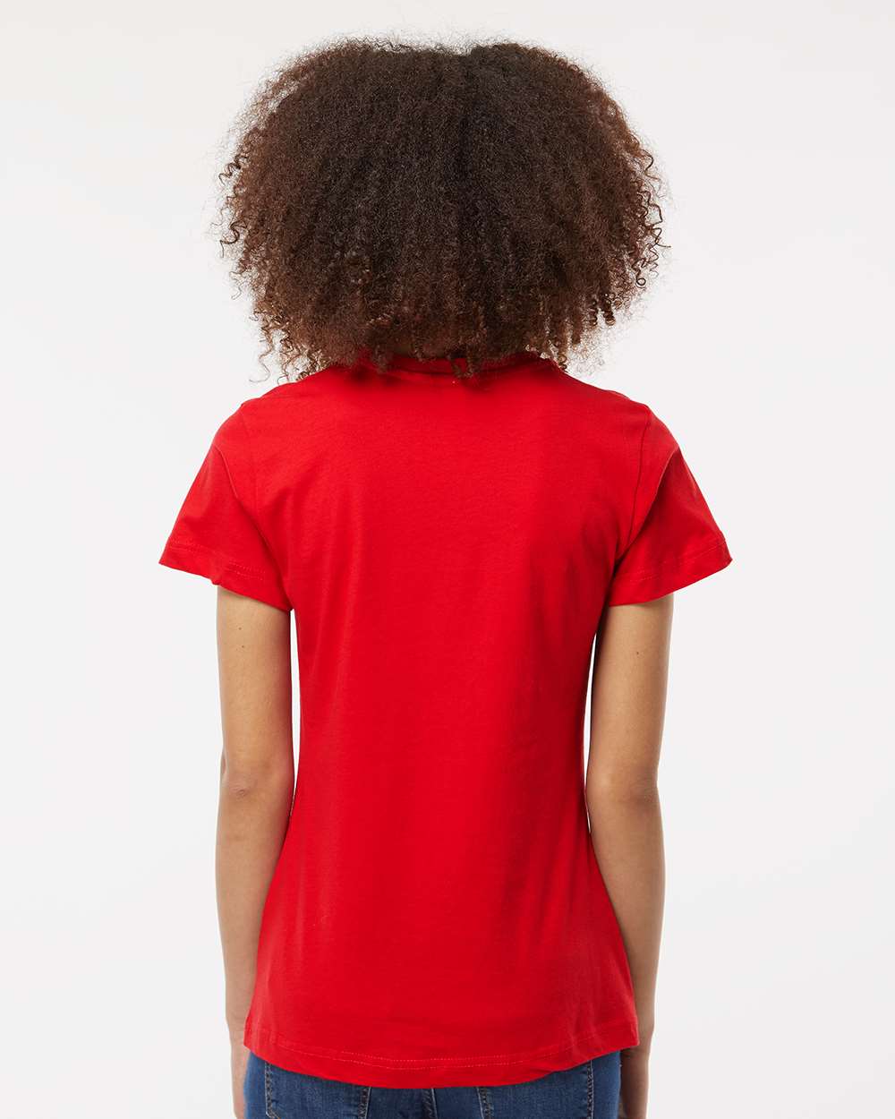 Women's Fine Jersey Classic Fit T-Shirt - OnModelBack - B20359703 - Red