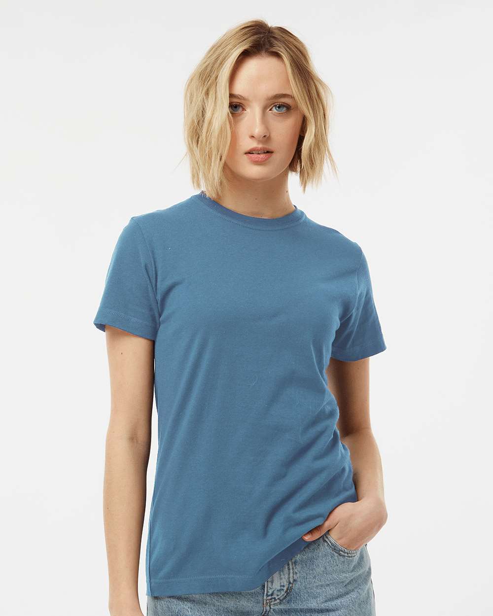 Women's Fine Jersey Classic Fit T-Shirt - OnModelFront - B20359053 - Slate