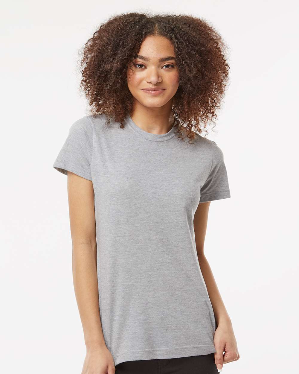 Women's Fine Jersey Classic Fit T-Shirt - OnModelFront - B20359103 - Heather Grey
