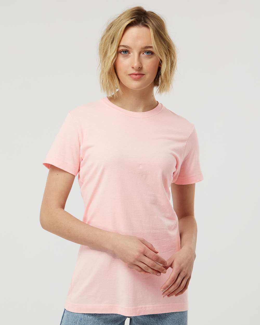 Women's Fine Jersey Classic Fit T-Shirt - OnModelFront - B20359113 - Pink