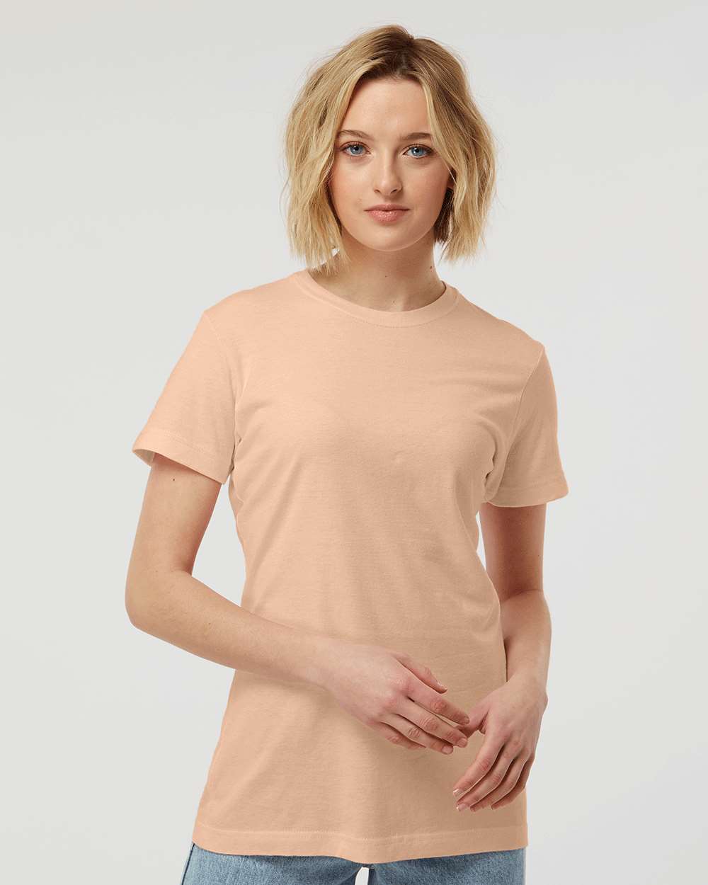Women's Fine Jersey Classic Fit T-Shirt - OnModelFront - B20359304 - Peach