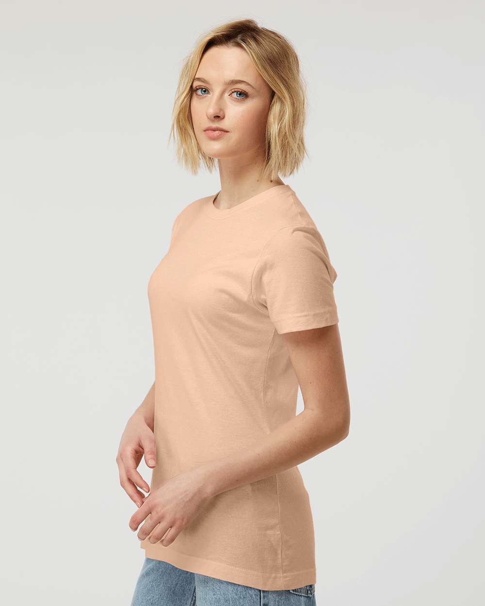 Women's Fine Jersey Classic Fit T-Shirt - OnModelSide - B20359304 - Peach