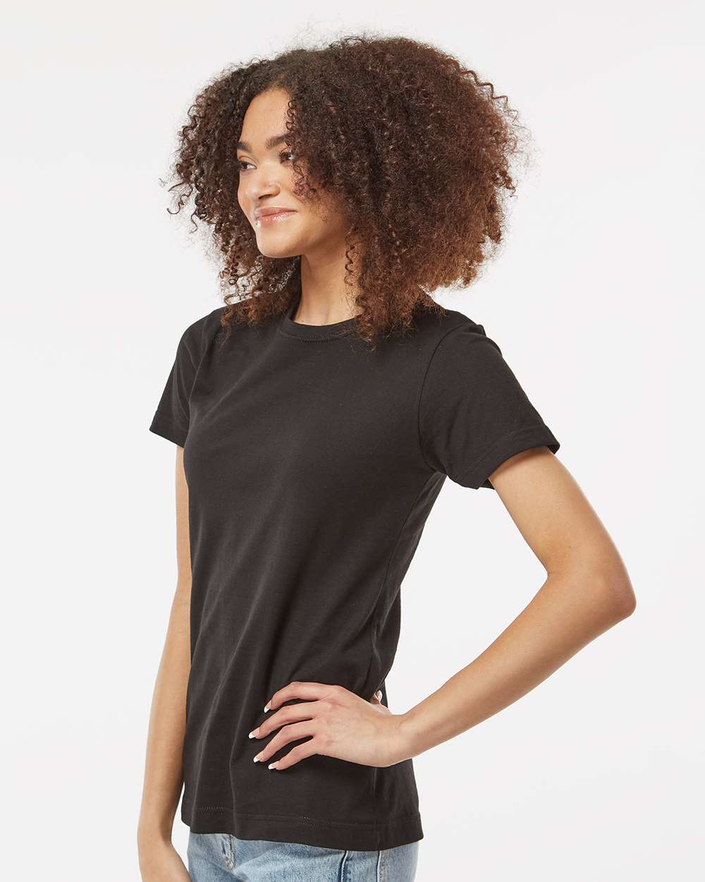 Women's Fine Jersey Classic Fit T-Shirt - OnModelSide - B20359503 - Black