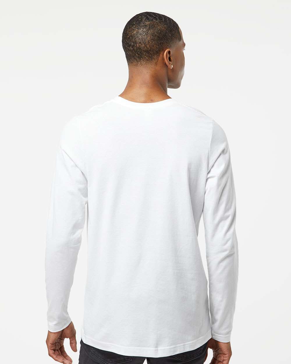 Unisex Premium Cotton Long Sleeve T-Shirt - OnModelBack - B11859002 - White