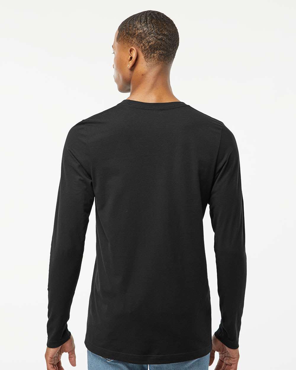 Unisex Premium Cotton Long Sleeve T-Shirt - OnModelBack - B11859502 - Black