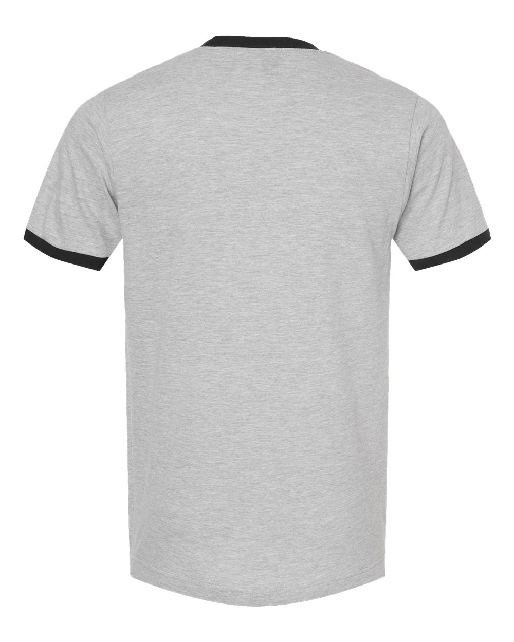 Unisex Fine Jersey Ringer T-Shirt - Back - B30459092 - Heather Grey/ Black