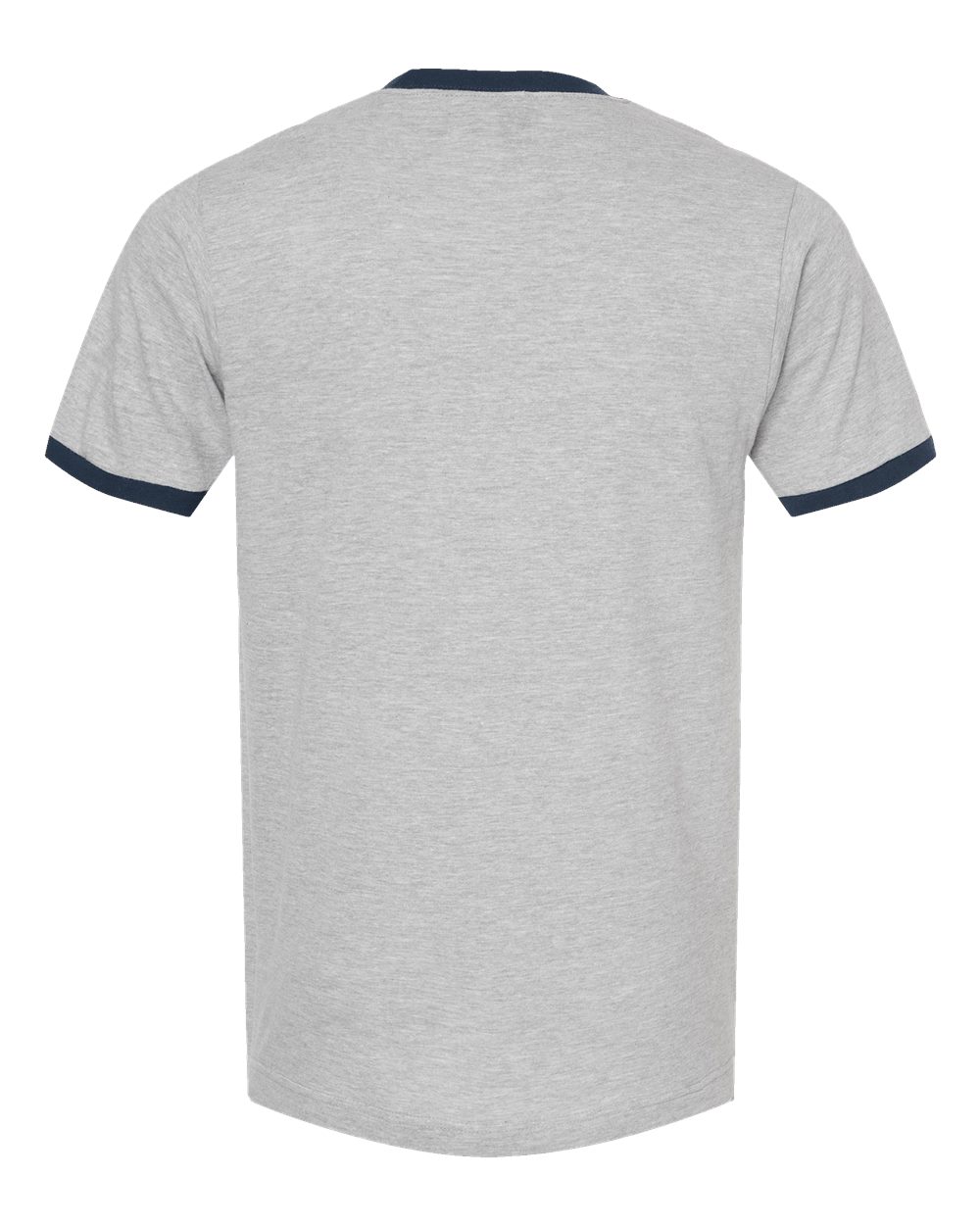 Unisex Fine Jersey Ringer T-Shirt - Back - B30459102 - Heather Grey/ Navy