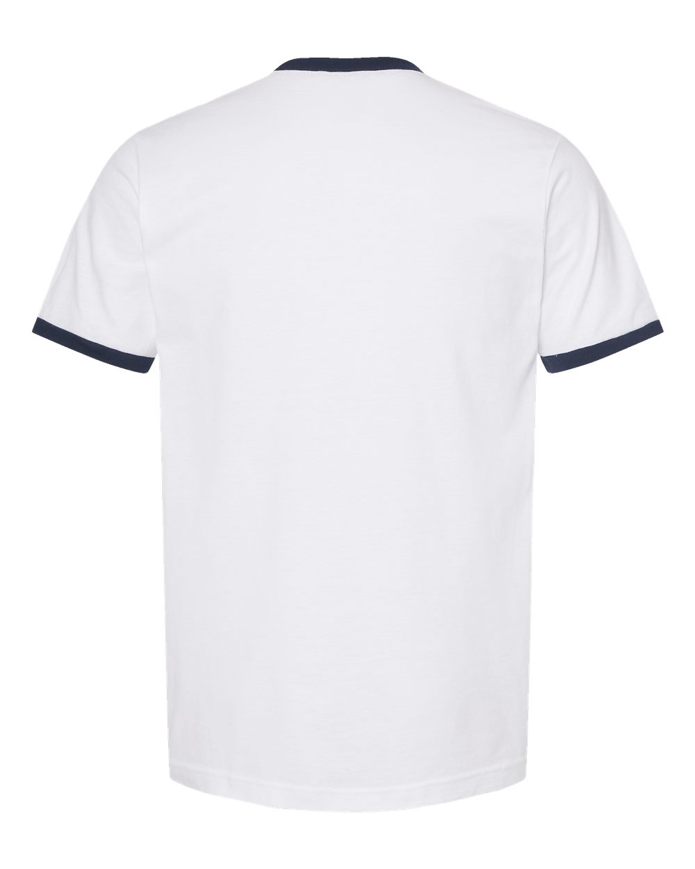 Unisex Fine Jersey Ringer T-Shirt - Back - B30459142 - White/ Navy