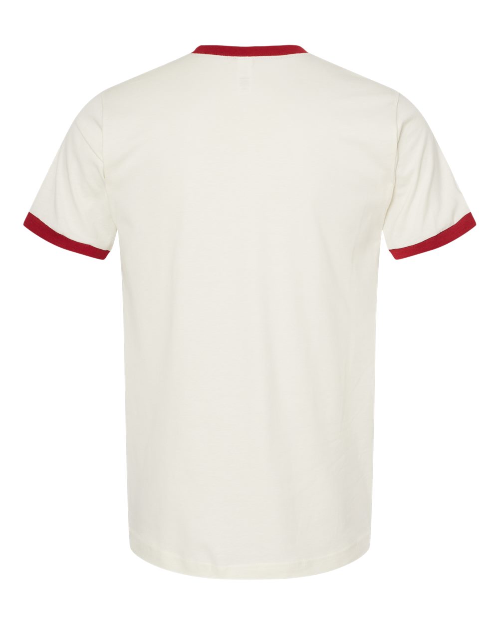 Unisex Fine Jersey Ringer T-Shirt - Back - B30459242 - Vintage White/ Rio Red