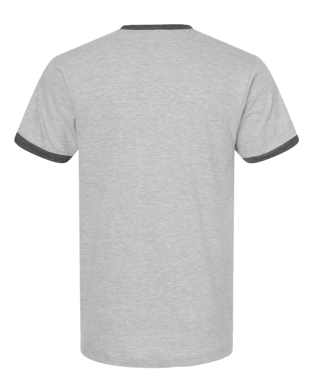 Unisex Fine Jersey Ringer T-Shirt - Back - B30459582 - Heather Grey/ Heather Charcoal
