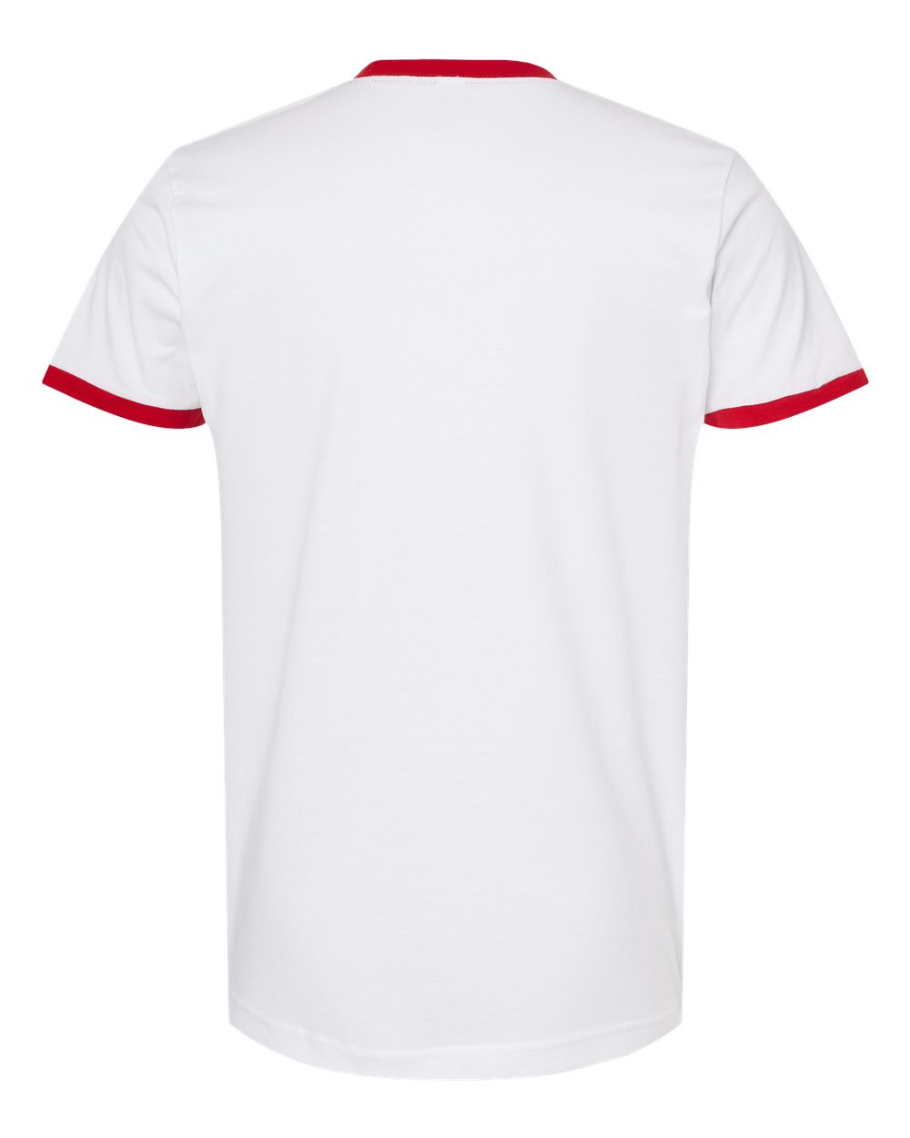 Unisex Fine Jersey Ringer T-Shirt - Back - B30459702 - White/ Red