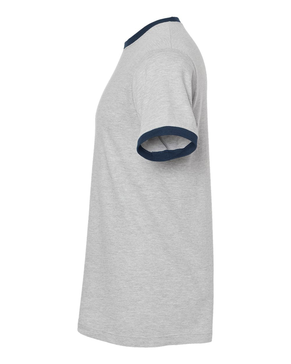 Unisex Fine Jersey Ringer T-Shirt - DirectSide - B30459102 - Heather Grey/ Navy