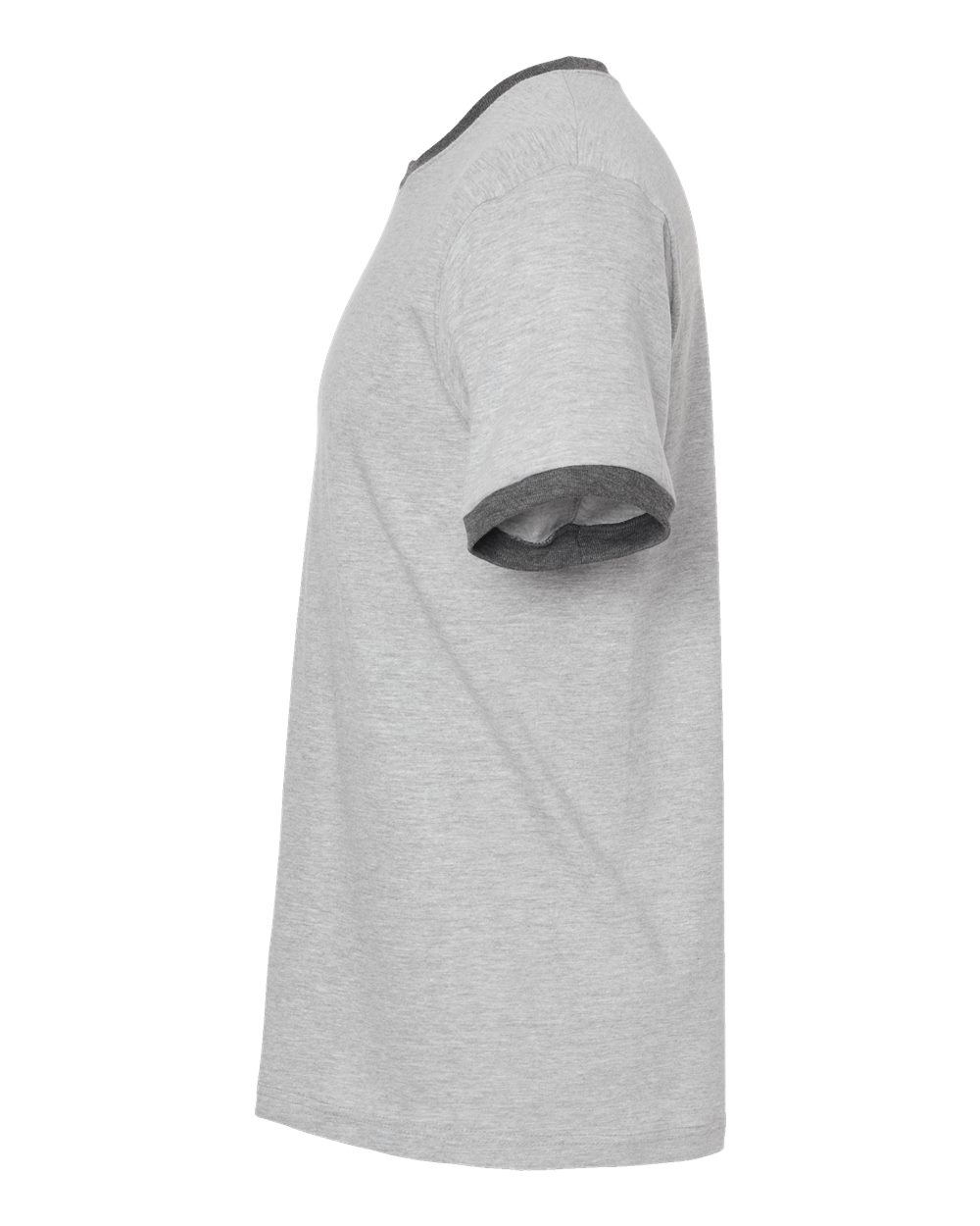 Unisex Fine Jersey Ringer T-Shirt - DirectSide - B30459582 - Heather Grey/ Heather Charcoal